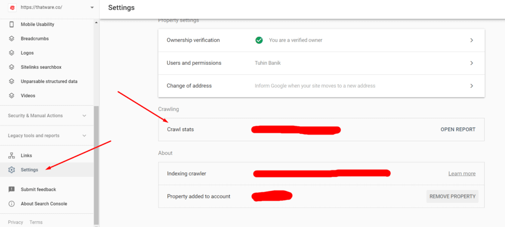 Settings in GSC Thatware