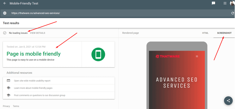 mobile test seo